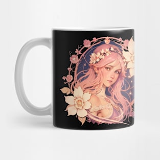 Pink Fantasy Woman In Flower Wreath Mug